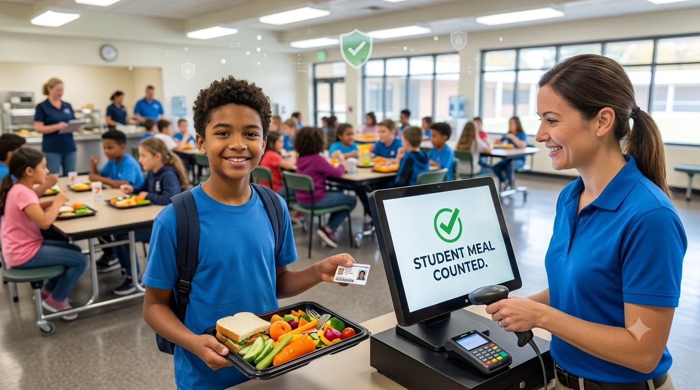 Free and reduced lunch tracking software dashboard showing eligibility status and meal reporting